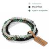 3Pcs/set Natural Green Stone Bracelet 4mm Moss Agates Black Onyx Cat Eye Beads Elastic Bracelets For Women Men Simple Jewelry