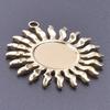 5pcs/Lot Real Gold Plated Sun Pendant Stainless Steel Charm For Jewelry Making Supplies Blank Pendants Base DIY Stone Rhinestone