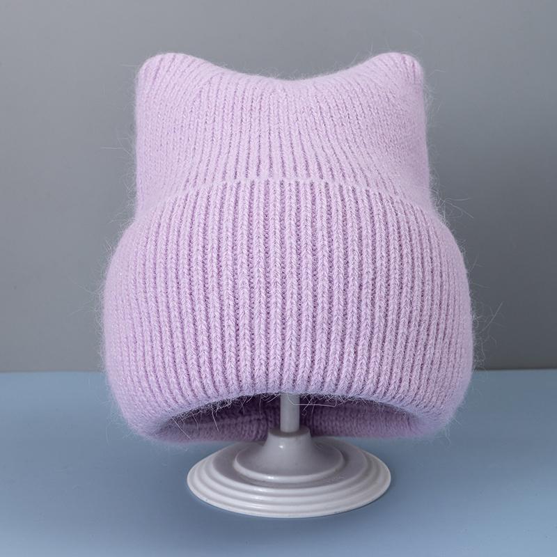New Style Simple Dandy Winter Hat Rabbit Fur Beanie Elegant Winter Hats For Women Candy Colors Warm Knit Hats