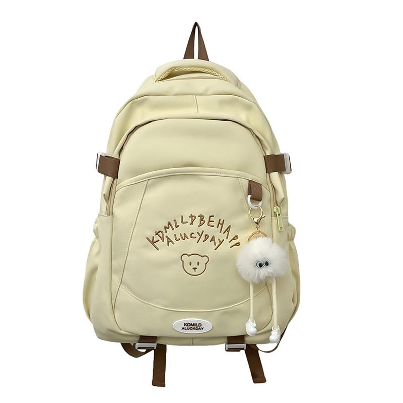 Junior High School Student Schoolbag Female Letter Backpack Commuter Solid Color Backpack
