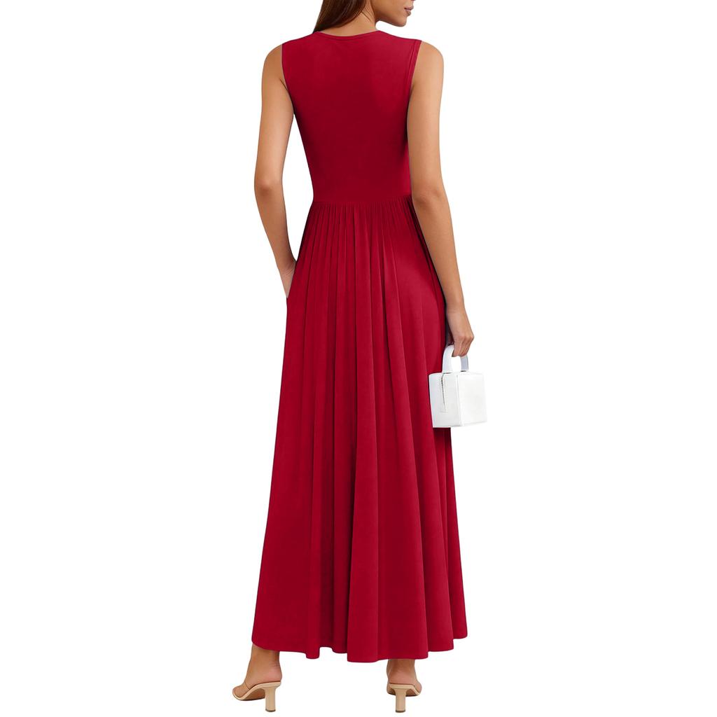 Elegancka i stylowa damska sukienka bez rękawów z plisami