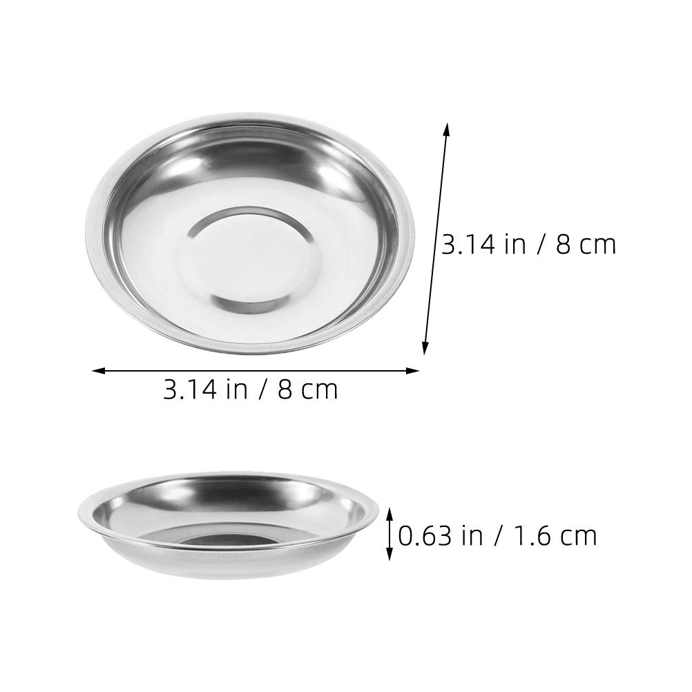 10 Pcs Sauce Dish Stainless Steel Dipping Bowls Round Metal Plates Food Flavor Seasoning Dishes Small Gear Serving Plates