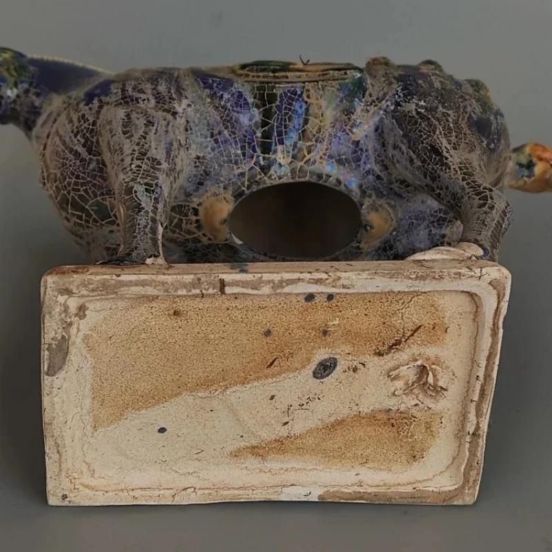 Tang Sancai Blåglaserad Krigshäst Hemdekoration Antikt Porslin Utgrävt i Museum, Dekorativ Skulpturdocka