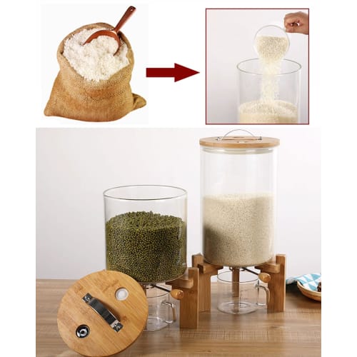 Rice Container, Rice Dispenser, Storage Container with Measuring Cup, Rice Storage Tank, Rice Case, Rice Storage Container, Airtight and Moisture-Proo