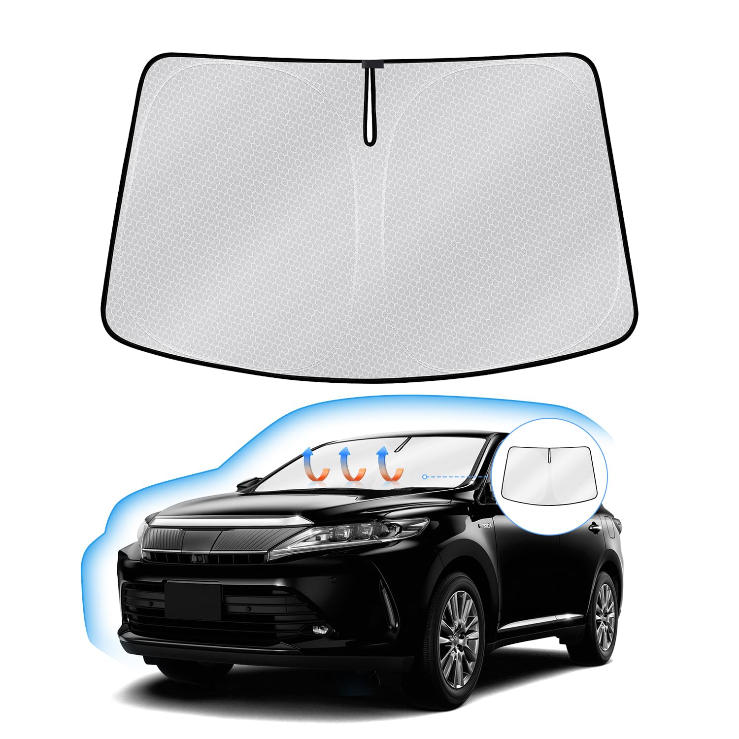 

Toyota Harrier 60 Series Windshield Sunshade 60 December 2013 May Car Sunshade with UV Light and Handlebar Blocks Provides Heat and is Foldable for