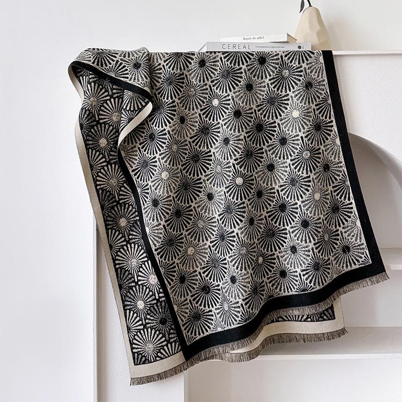 Korean Version Of Imitation Cashmere Daisy High-End Sense Light Luxury Scarf With Shawl Simple Cape Dual-Purpose Versatile Woman
