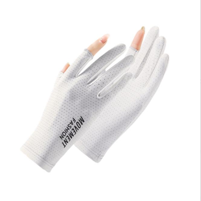 Sunscreen UV Protection Gloves Women's Thin StyleRiding Driving Non-slip Breathable Leak Finger Fishing Ice Silk Summer Gloves