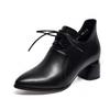 Pointed high heels women's spring new deep-mouth lace-up single shoes side zipper fashion shoes women's leather shoes