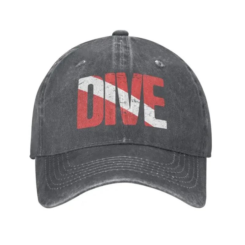 Custom Classic Unisex Cotton Vintage Scuba Diving Flag Baseball Cap Adult Diver Adjustable Dad Hat Unisex Women Outdoor