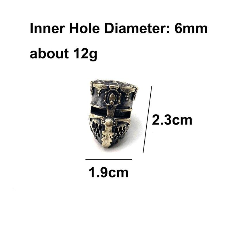 Brass Samurail Helmet Knife Bead Lanyard Pendant DIY Handmade Paracord Rope Beads Accessory Vintage Car Keychain