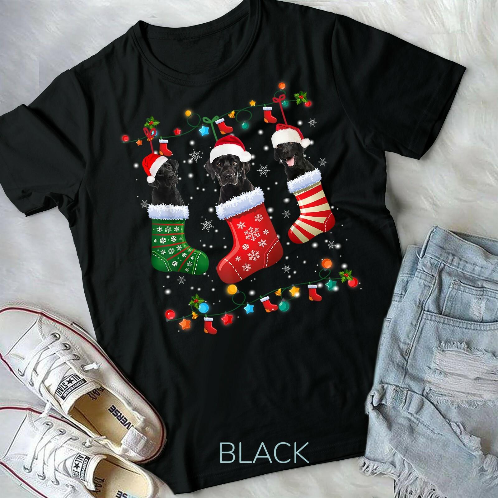 Black Lab Labrador Christmas Socks Funny Xmas Pajama Dog Unisex Form T-shirt XXXXL
