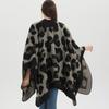 European and American Style Women's Scarf Fashion Leopard Shawl Autumn and Winter Pashmina Large Split Cape Thicken Warm Cloak