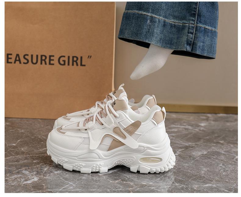 Spring and summer girls' double mesh thick soled dad shoes