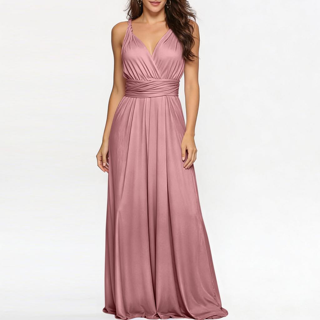 Women's Versatile Multi-Strap Cross-Back Sexy Bandage Dress Long Gown