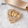 Love Heart Brooch Double Layered Brooch, Rhinestone Lapel Pin for Men Women, Decorative Badge Clothes Bag Hat Scarf Suits Oxidation Resistant