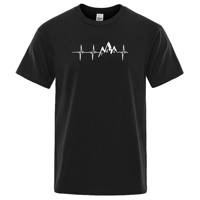 

Mountain Ecg T Shirt Fashion Summer Men Brand Trend Short Sleeve T-Shirt 6xl чорний