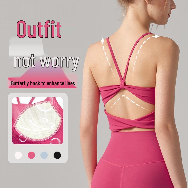 Women's Beautiful Back Sports Bra - Shockproof Yoga Tank for Running & Training