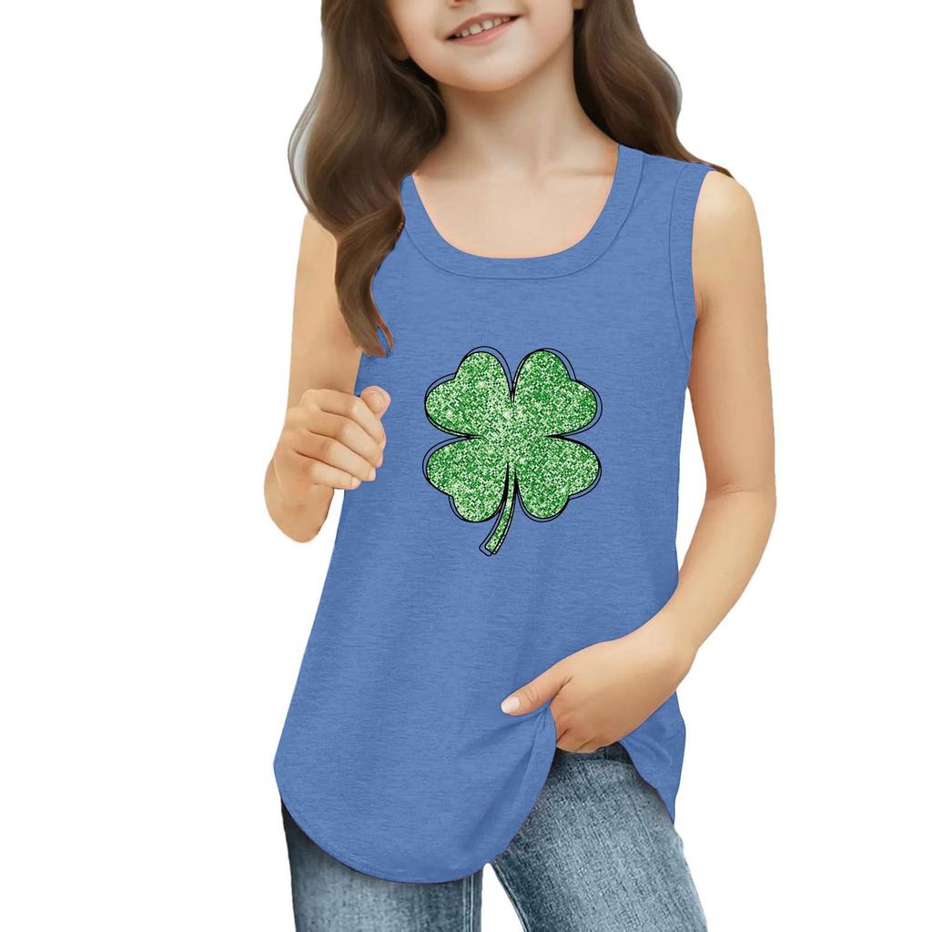Mädchen Kinder Sommer Rundhals Ärmellose Shirts Tanktops St. Patrick's Day