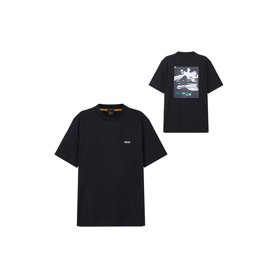 HUGO BOSS T-Shirts Men's Black Crew Neck Moderate Straight Fit 50485060-002