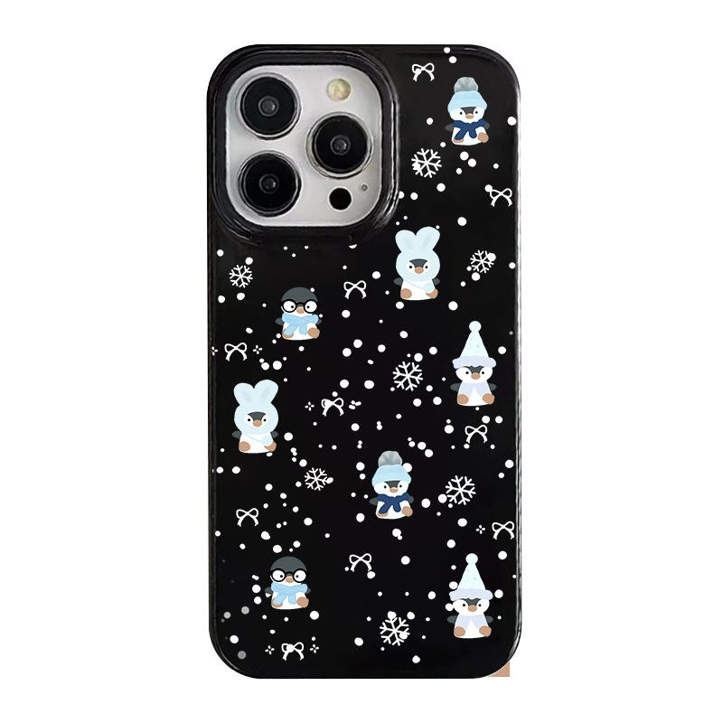 

Snowflake Penguin for IPhone 16 Jelly 15 Phone Case 14 Pro for Apple 13/12 Silicone XS Cartoon New Edition For Apple 7/For Apple 8