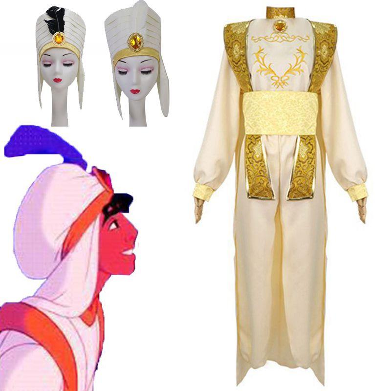 Stylish Arabian Prince Aladdin Adult Cosplay Costume Party Outfit With Hat