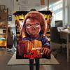 1PC Chucky Print Flannel Blanket, High quality All Seasons, Home Decor, Warmth and Comfort, Perfect for Christmas Gifts