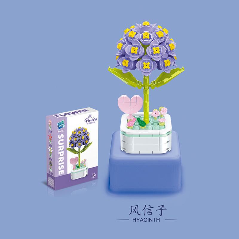 Barnas Pedagogiske Små Partikler Mosaikk Byggekloss Blomstersimulering Peon Rhododendron Kompatibel Med En Høy Byggeklossmodell Leke