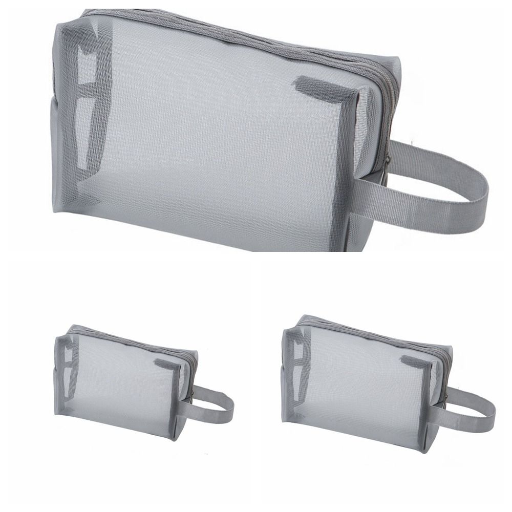 3PCS/SET Large Capacity Transparent Makeup Bags Solid Color Handheld Makeup Pouchs Office