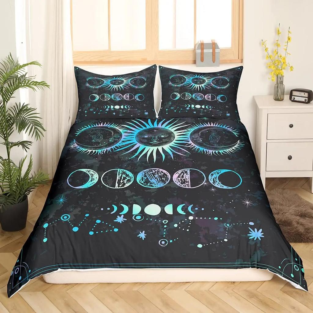 Sun and Moon Duvet Cover Twelve Constellations Duvet Cover Universe Theme Bedding Set for Kids Boys Girls Teens Gifts Room Decor