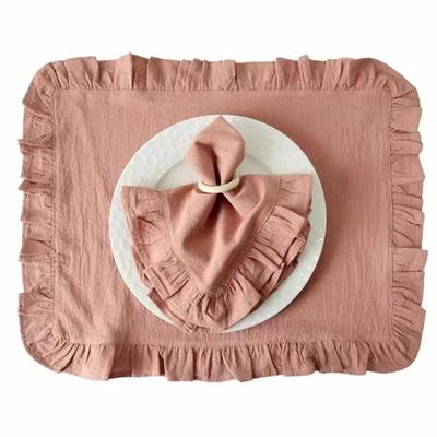 4 stuks Stoffen Servetten 35x50cm Ruches Zacht Handgemaakt Katoen voor Dinerservetten Stof Feesten Bruiloften Decoratie Theedoek Vintage