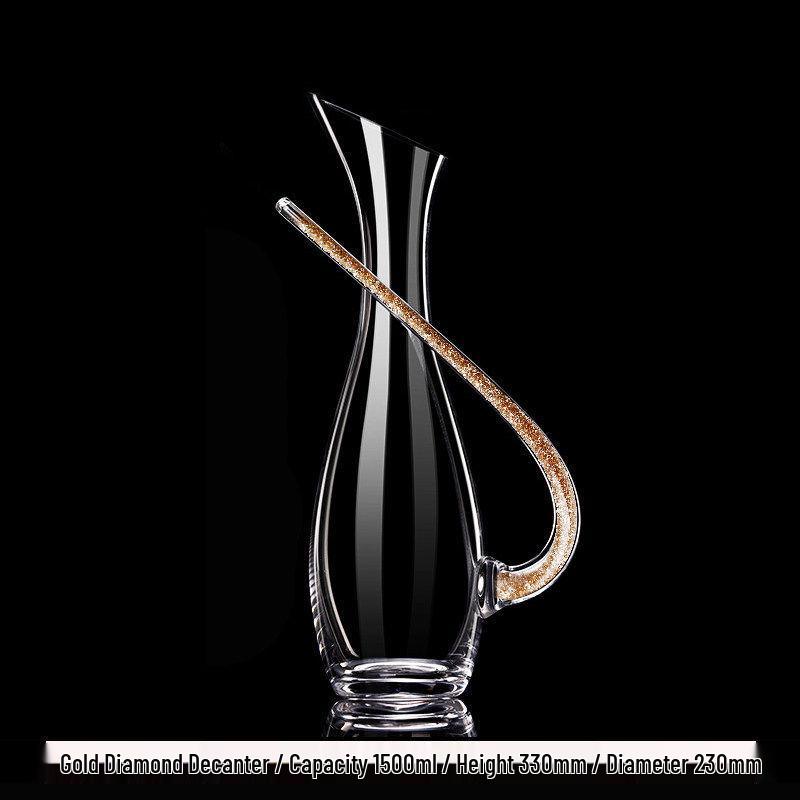 Nordic Crystal Diamond Red Wine Decanter and Pourer Set