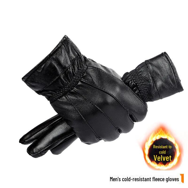 

Женские и мужские зимние кожаные перчатки для велоспорта и лыж с меховой подкладкой Men s thickening