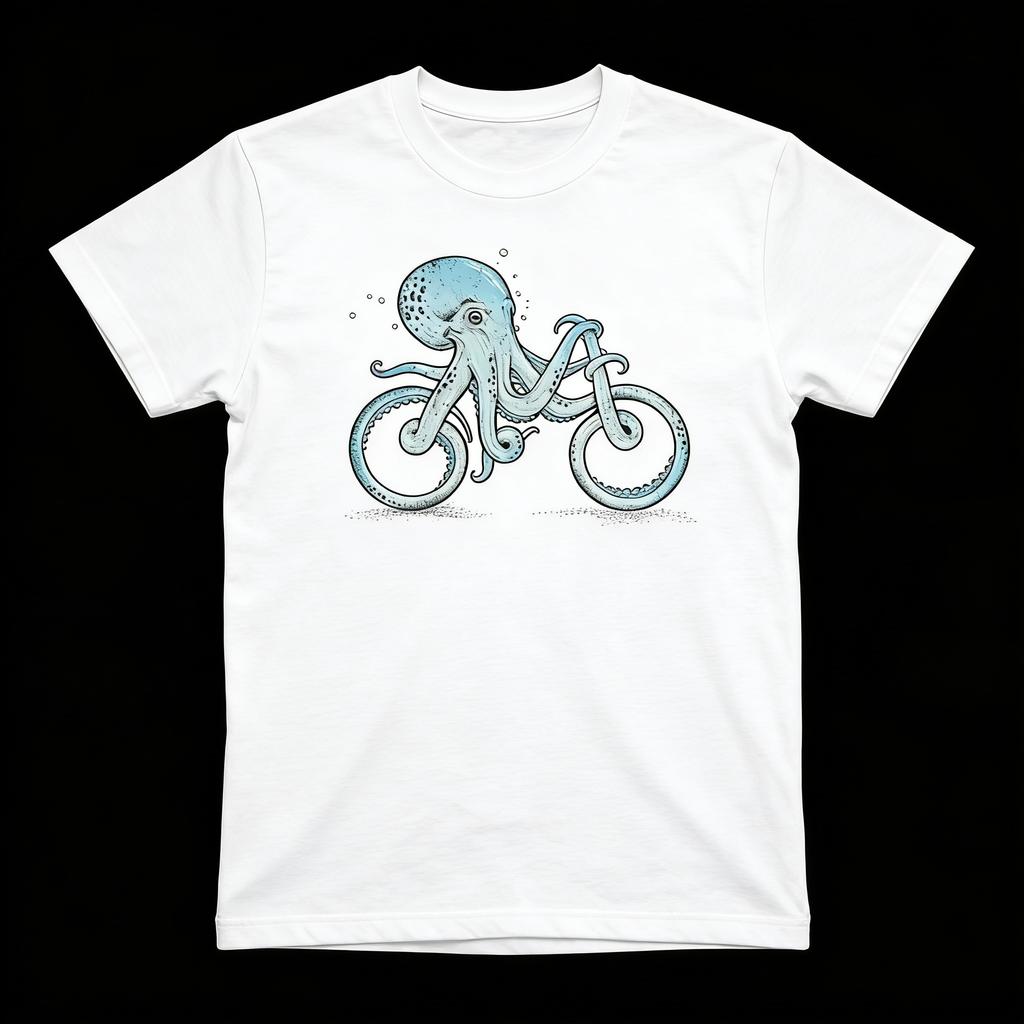 New Octopus Bicycle Tshirt Printed Tshirt Unisexs and Unisexs Tshirt Trendy Casual Top Loose Casual Fashion