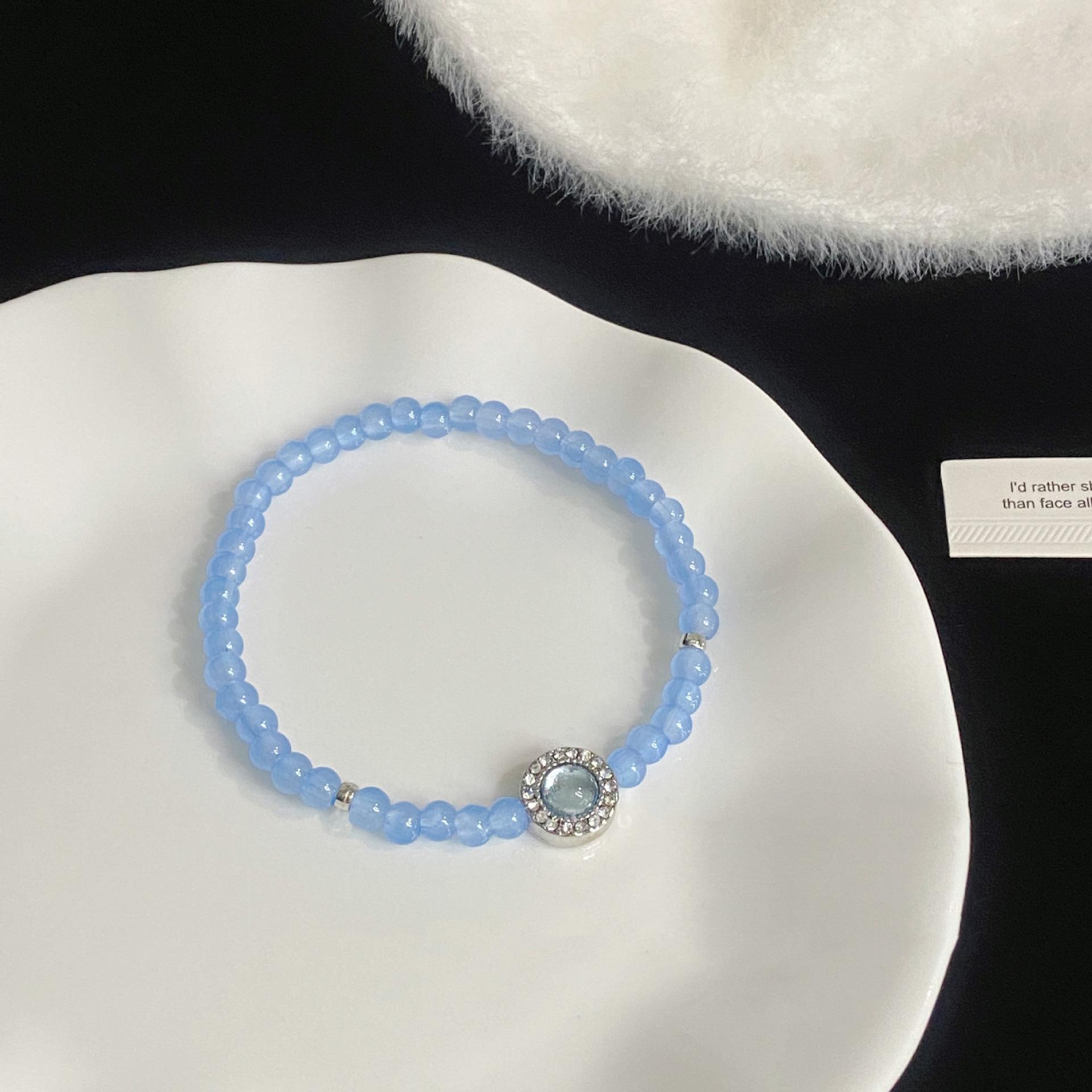 

Модный круглый овальный браслет из бисера с кристаллами циркония, простые эластичные браслеты из веревки, женские подарки на вечеринку