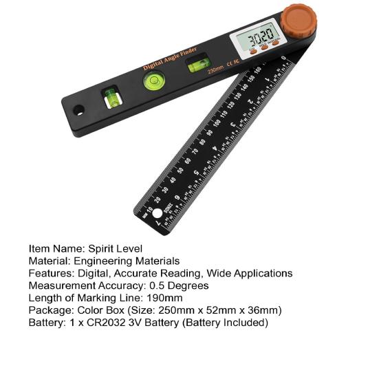 Wasserwaage, hochpräzises LCD-Display, 4-in-1-Digital-Winkelwaage, Haushaltszubehör
