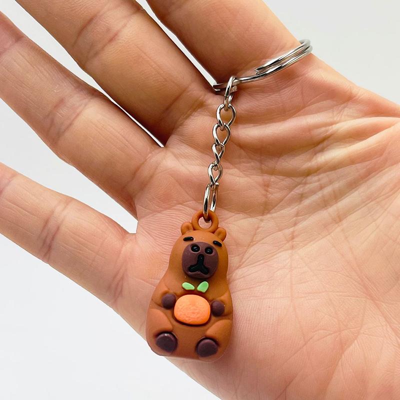 Klíčenka Kawaii Capybara Kreslený 3D přívěsek na klíče se zvířátky PVC držák na klíče taška přívěsek batoh závěsná dekorace pár dárků