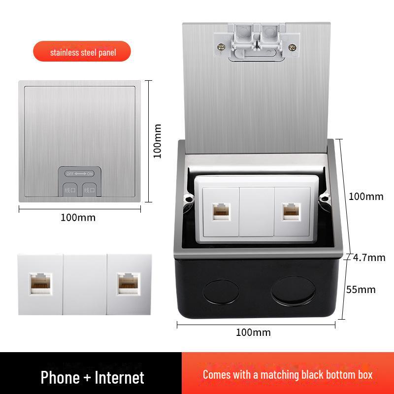 Stainless Steel Concealed Waterproof Floor Socket with Marble Finish