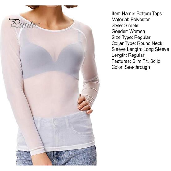 Durchsichtiges Mesh-Oberteil für Damen, O-Ausschnitt, langärmelig, schmale Passform, sexy, transparente Sonnenschutz-Gaze-Oberteile