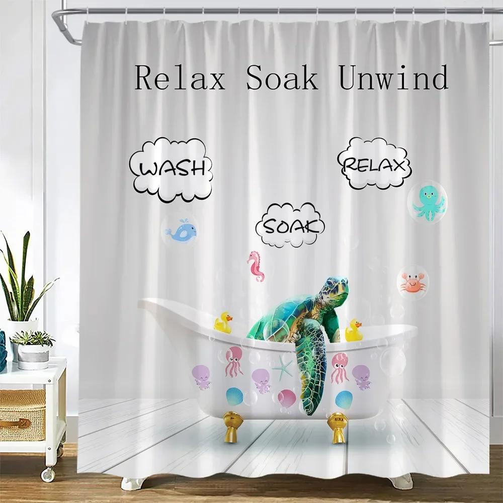 

Bathroom Rules Animal Shower Curtains Sea Turtle Octopus Farm Cow Highland Cattle Sunflower Creative Bath Curtain Home Decor Set 90x180cm-35x70in