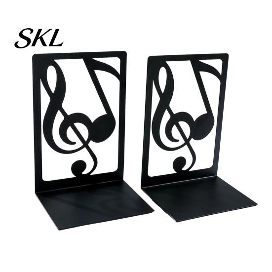 Music Decoration 1 Pair Metal Book Ends, Piano Musical Notes Decorative Bookend for Shelves, Heavy Cut Bookends Duty Holder Stand, Non-skid
