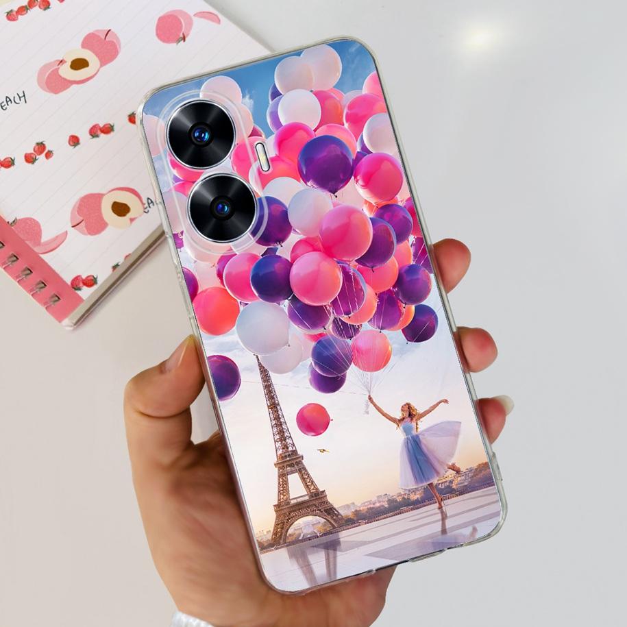 For Realme C55 4G Case 2023 Phone Cover Beautiful Flower Painted Soft Funda Clear Coque For Realme C55 2023 Bumper RealmeC55 Bag