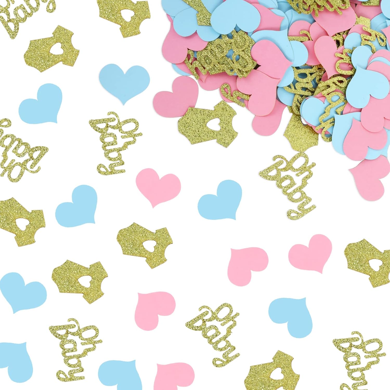 Prasacco 240 PCS Gender Reveal Baby Shower Decorations - Glitter Baby Clothes, Party Table Confetti for Gender Reveal Party Table Decorations