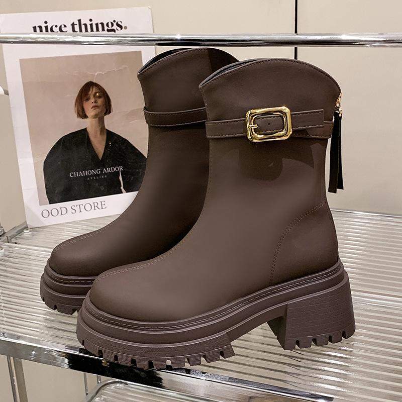 

Женские ботинки Мартина в британском стиле, короткие ботинки, осень-зима 2025, новые, на небольшой платформе, на толстой подошве, бархатные, на толстом каблуке, тонкие ботинки 43 хаки