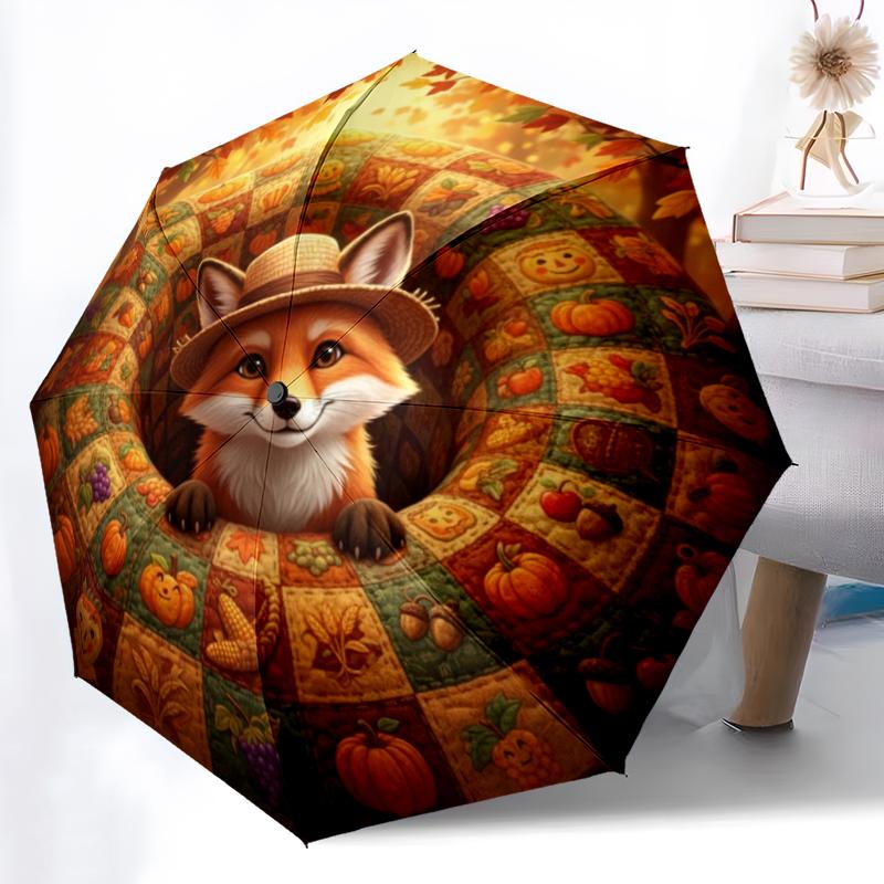 1 st Automatiskt Fällbart Paraply - Tecknat Mönster, Bärbar & Vikbar Design med 8 Ribbor, Jul- Födelsedagspresenter