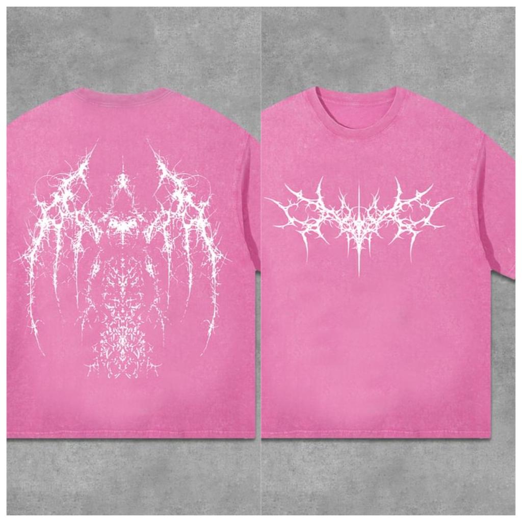 Vintage Gothic Print Graphic Acid Washed T-shirt Unisex Casual and Comfortable Selected Quality Graphic T Shirts