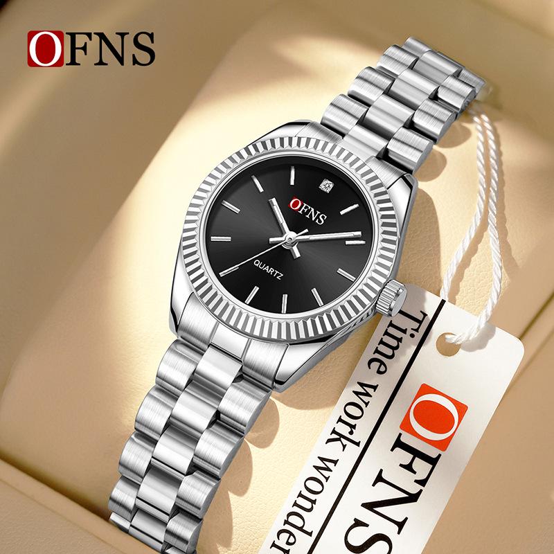 OFNS Women s Light Luxury Waterproof Quartz Watch with Bar Markers - Casual Business Style