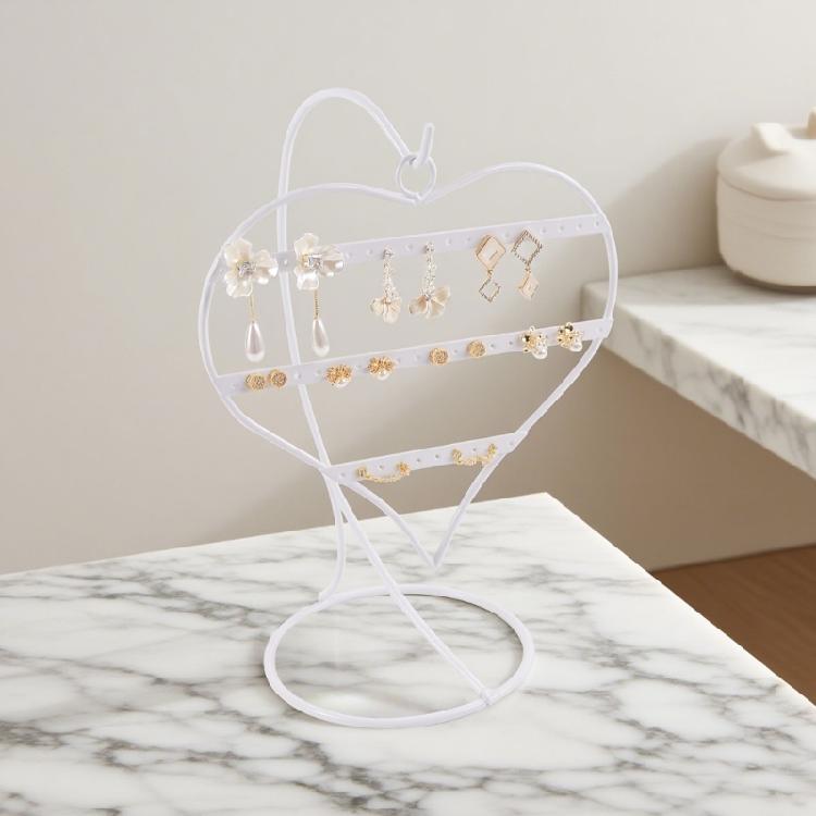 Decorative 50 Hole Heart Shape Iron Jewelry Stand Earring Organizers Desktop Display for Earrings Home Store Presentation