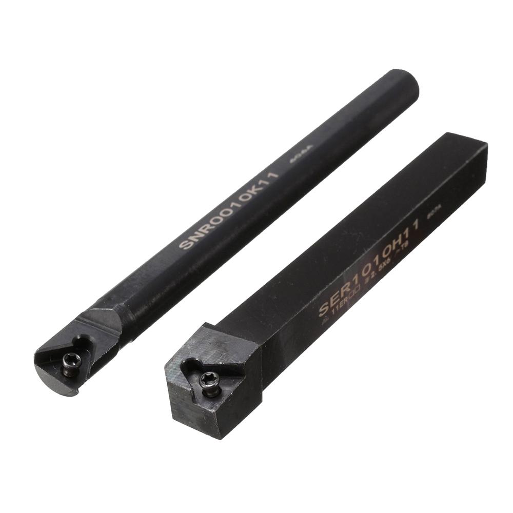 SER1010H11/SNR0010K11 Lathe Inner Threading Turning Tool Holder + 2Pcs Carbide Inserts + 2 Wrenches