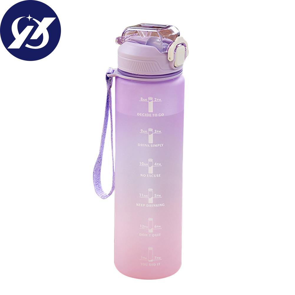 Plastic Water Bottle with Time Marker Fitness Sports Leakproof Drink Cup