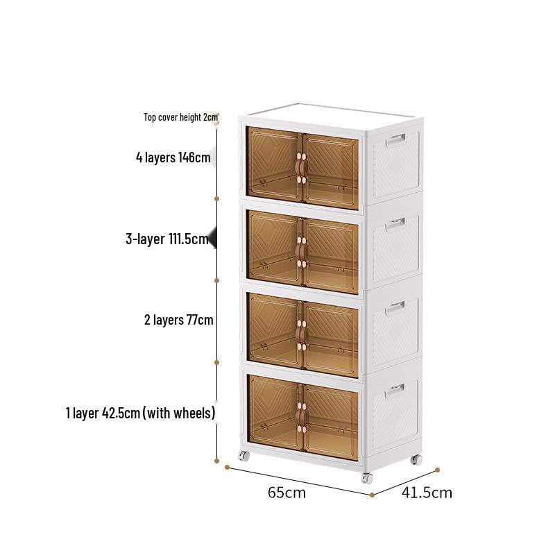 Movable Multi-layer Folding Storage Wardrobe with Wheels